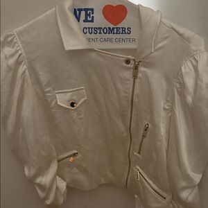 Generation Love White Satin Asymmetrical Zip Jacket